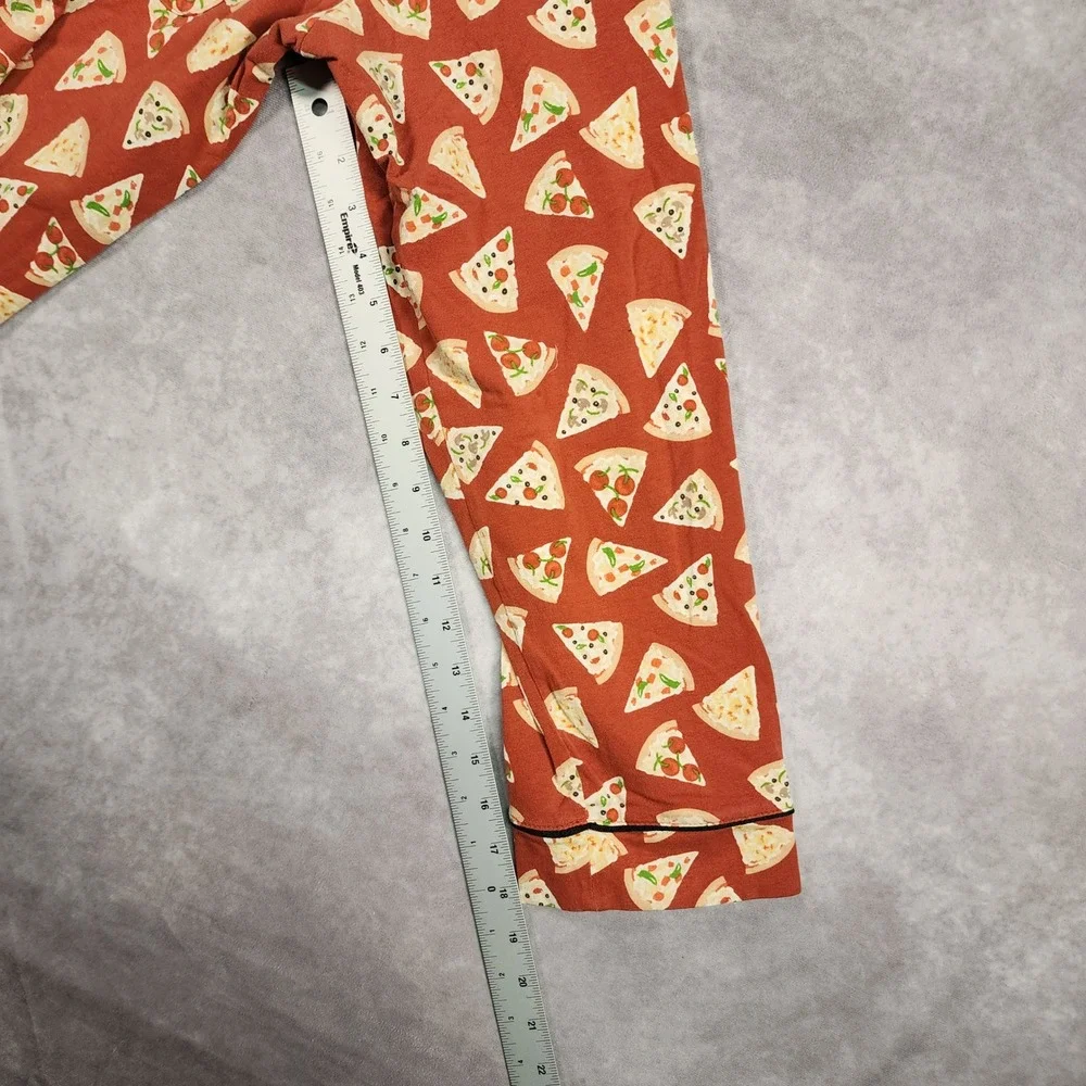 BedHead‎ Pajamas Womens Large Pizza Print Long Sleeve Pajama Set Orange